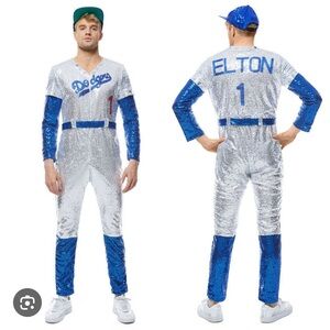 Women's Silver and Blue Sequin Jumpsuit